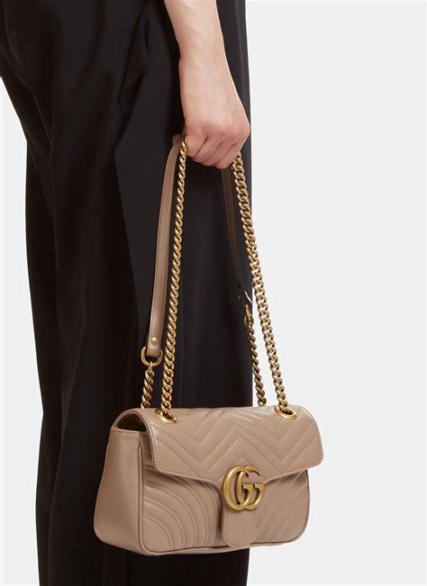 gucci marmont taupe samt|GG Marmont small shoulder bag in taupe leather.